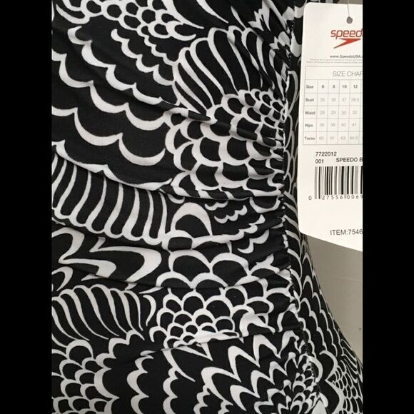 Speedo black and white ruched side swimsuit. NWT - Picture 3 of 5